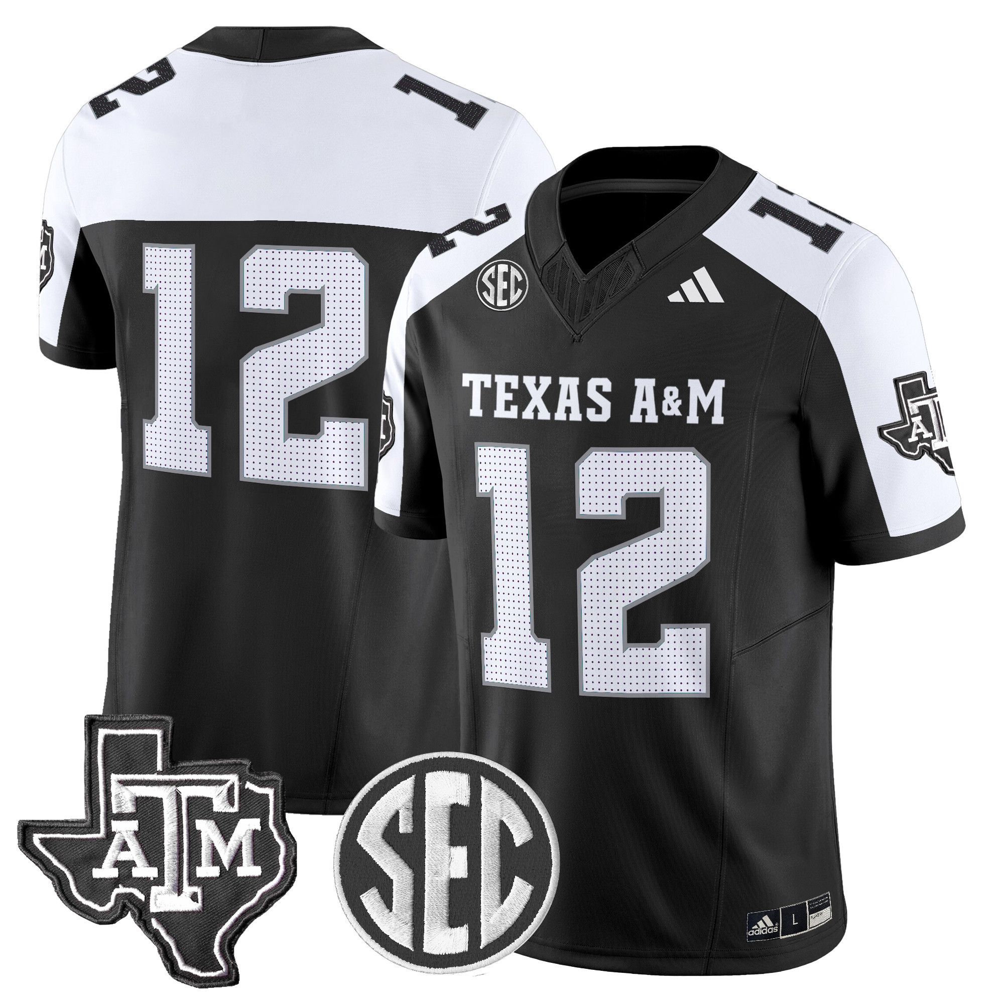 Men Texas A&M Aggies #12 No Name Black 2024 Vapor Limited NCAA Jersey